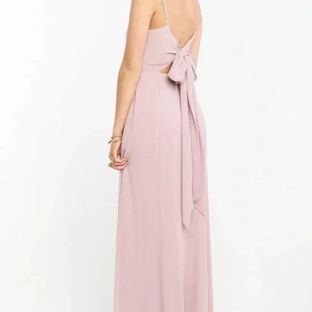 NWT | Show Me Your Mumu Lauren Tie Maxi Dress  Neutral Mauve Chiffon Small $188 - Picture 3 of 6